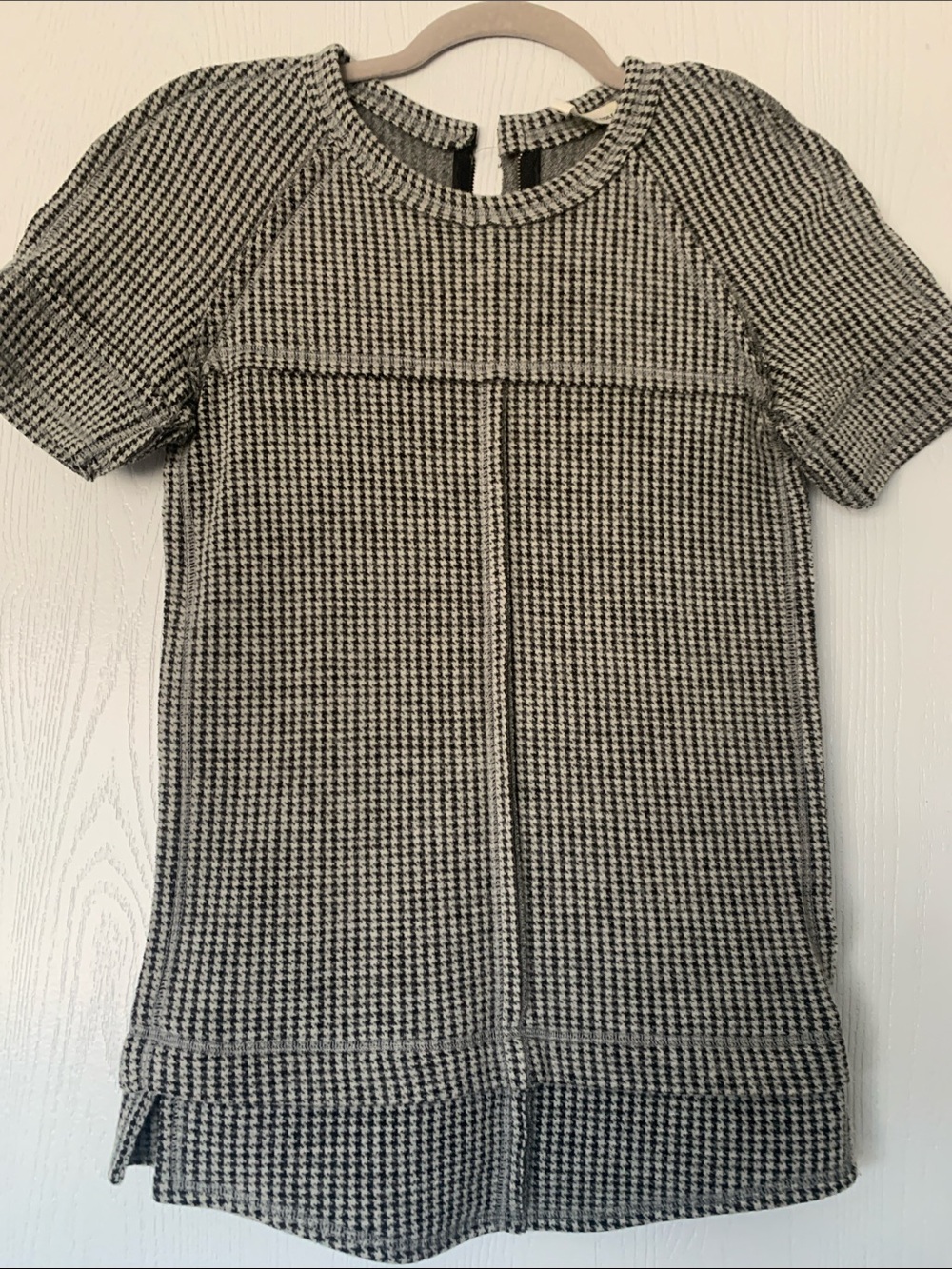 Woven Houndstooth Short Sleeve Tee - Black & White